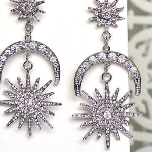 silver bridal earrings, celestial wedding earrings wedding jewelry, earr